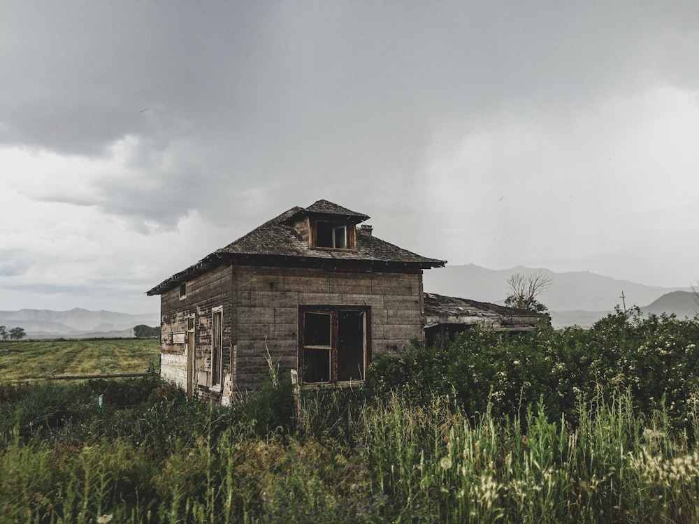 architectural photography of gray and brown house