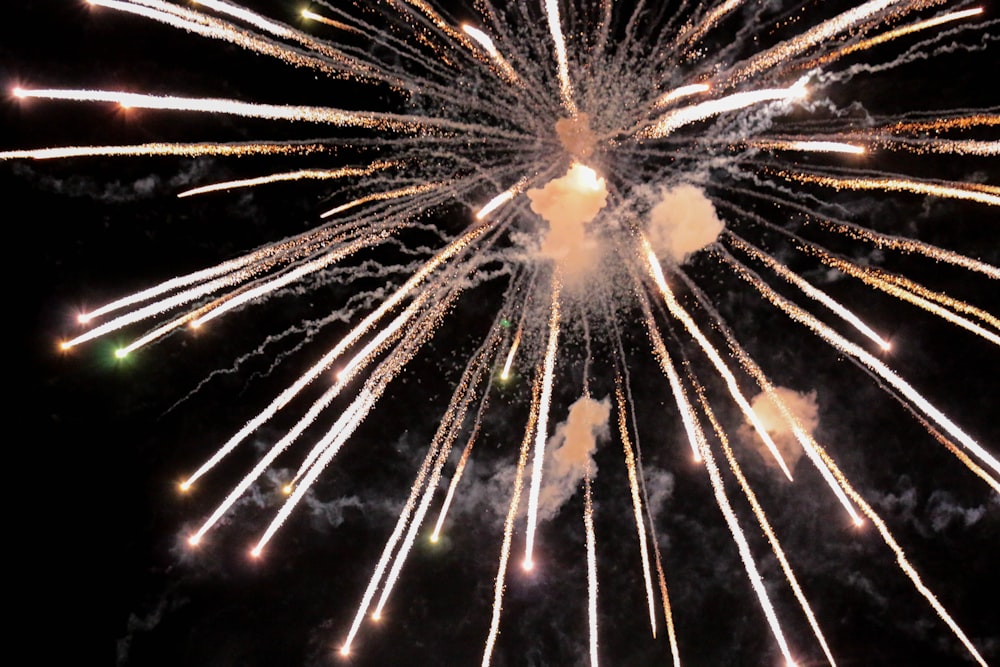 Fotografia a lunga esposizione di fuochi d'artificio