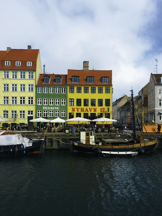 black and brown boat dock near concrete buildings in Nyhavn 17 Denmark