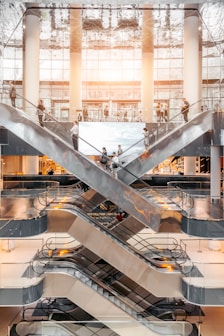 people using escalators