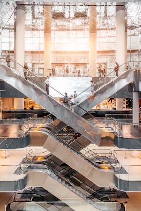 people using escalators