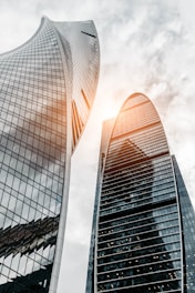 architectural photography of glass buildings
