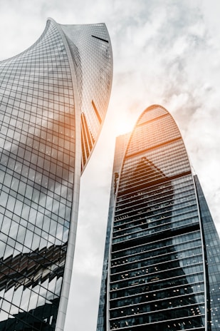architectural photography of glass buildings