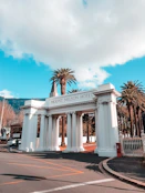 Mount Nelson Hotel arch under cloudy sky