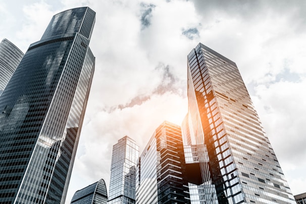 worm's-eye view of tower buildings