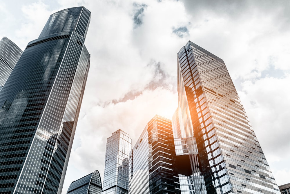 worm's-eye view of tower buildings