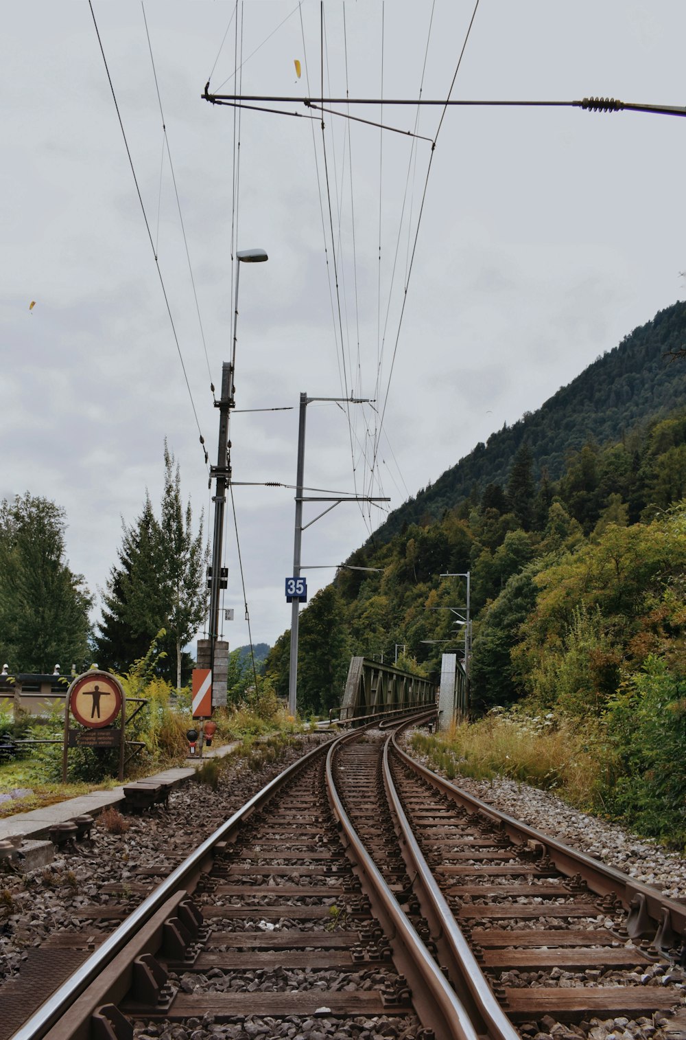 brown train railing