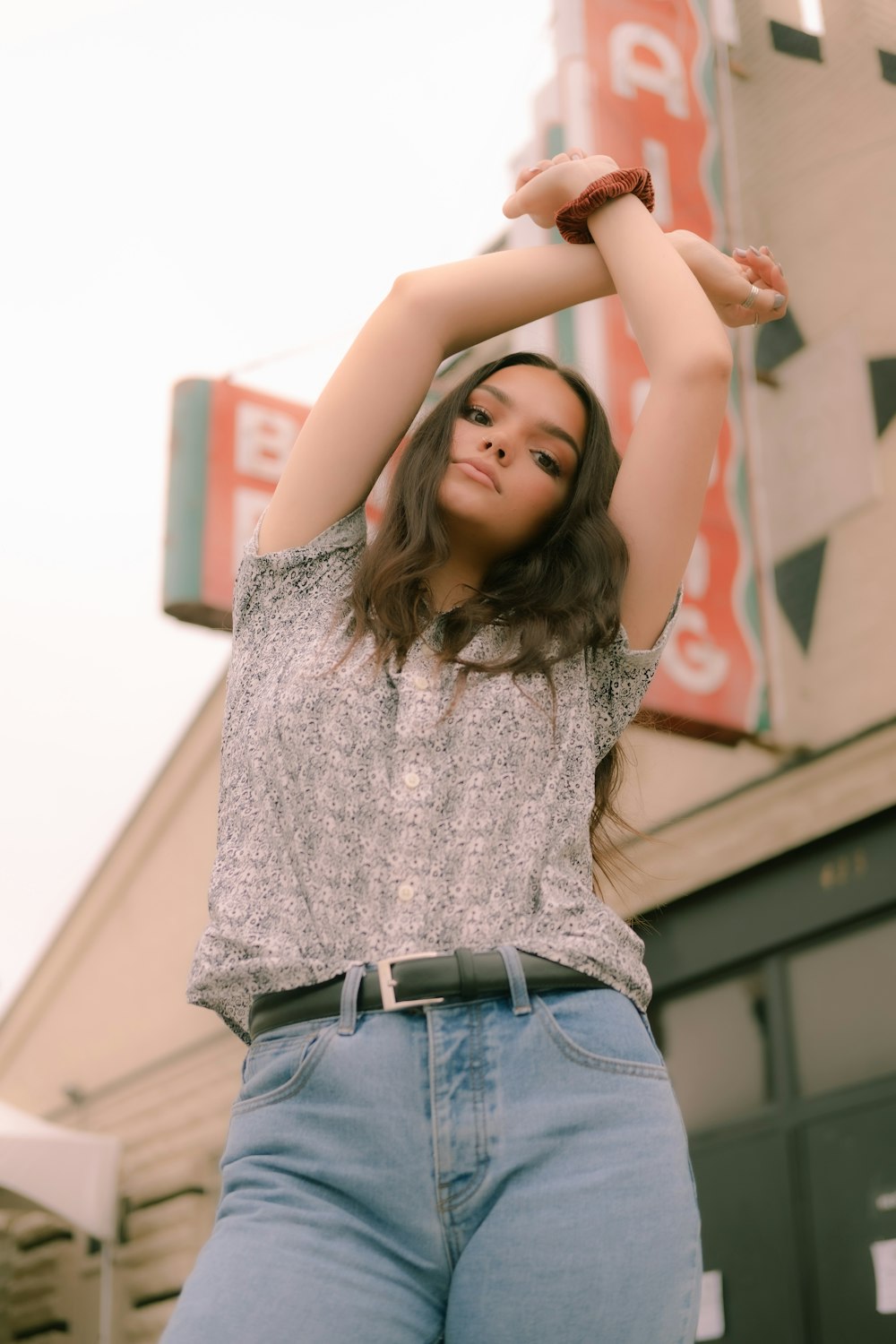 woman in gray top