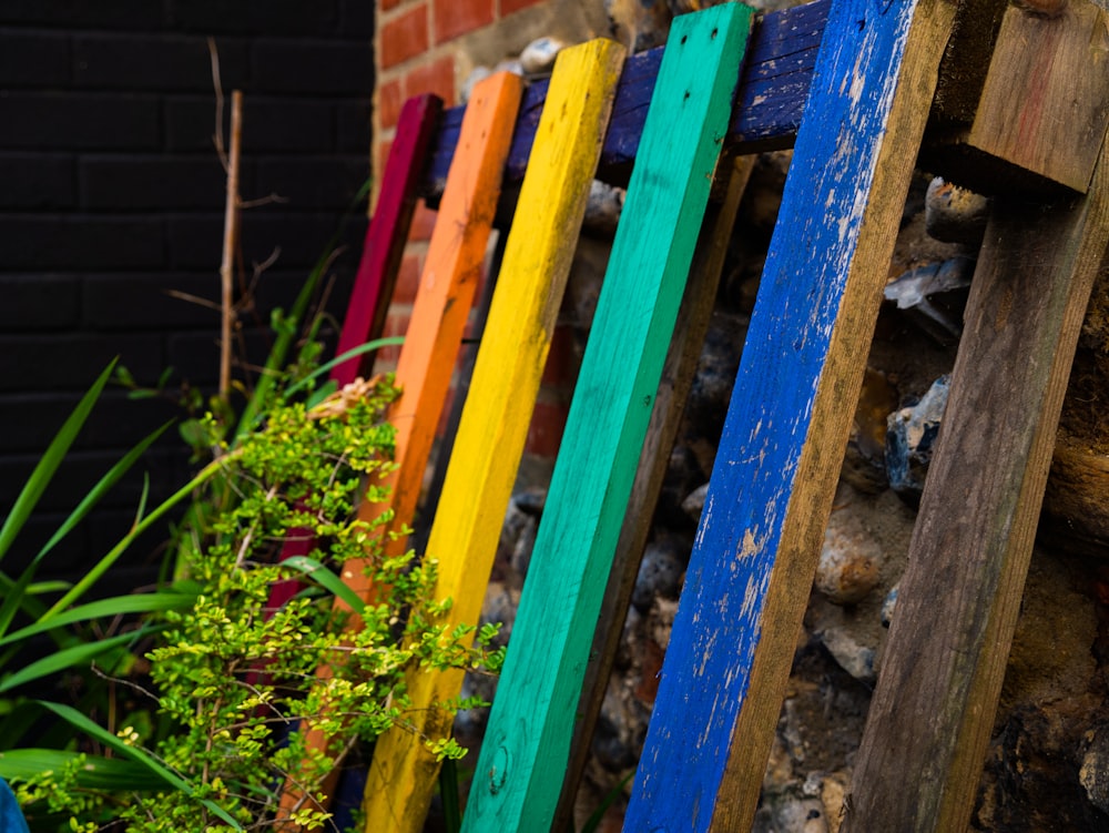 multicolored wood pallet