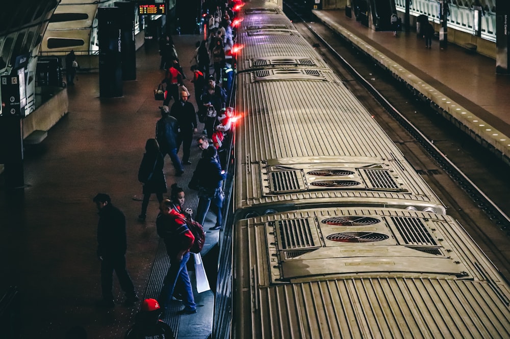 people at the train station