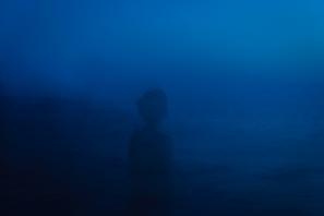 A ghostly silhouette of Shadowsylph fading into the misty haunted forest, with white accents shimmering faintly.