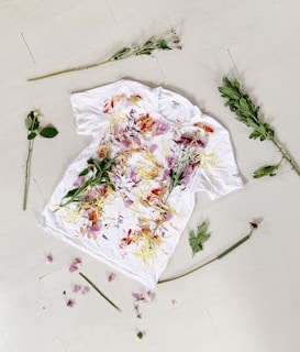 white and red floral textile