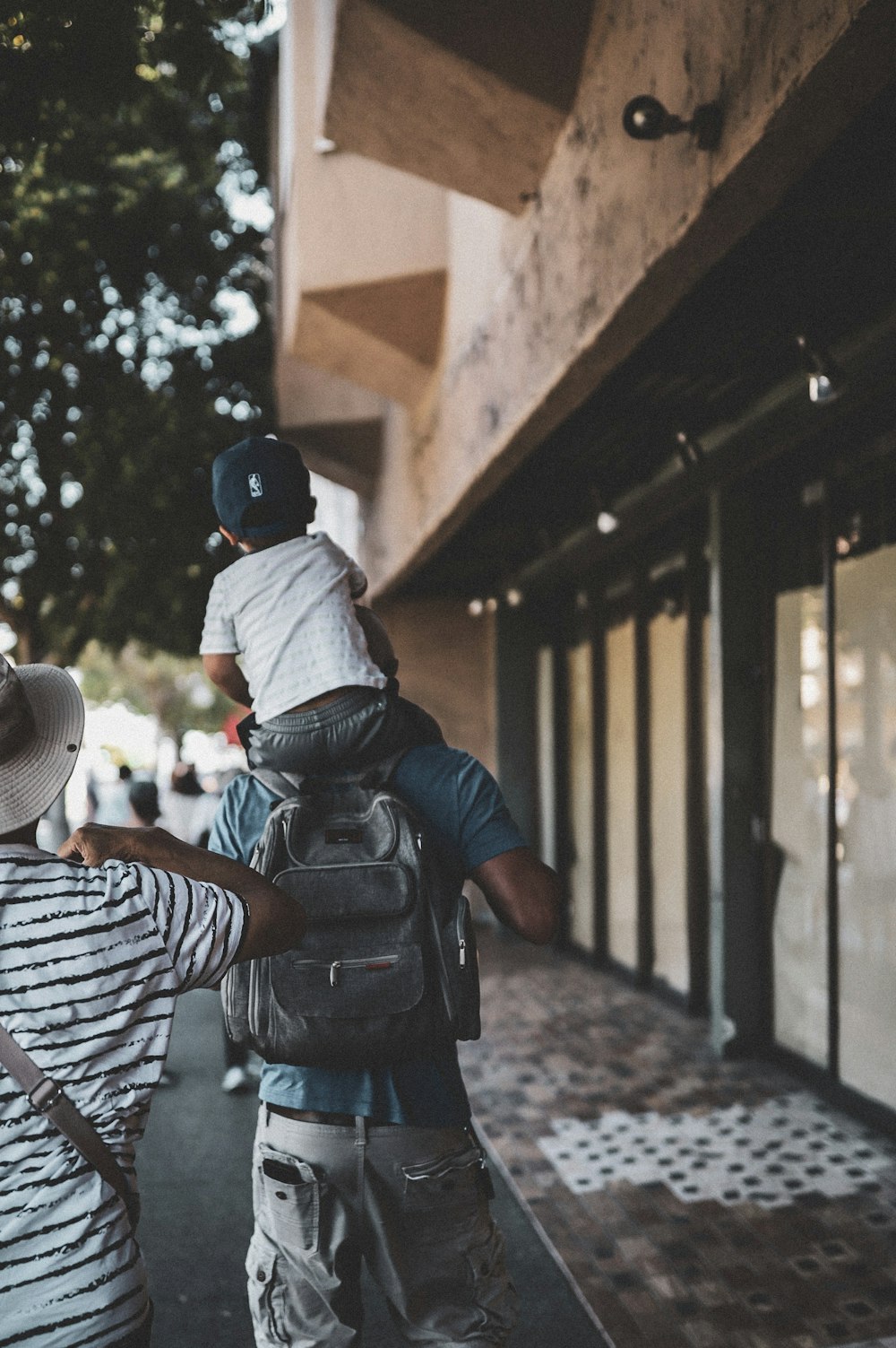 unknown persons walking outdoors