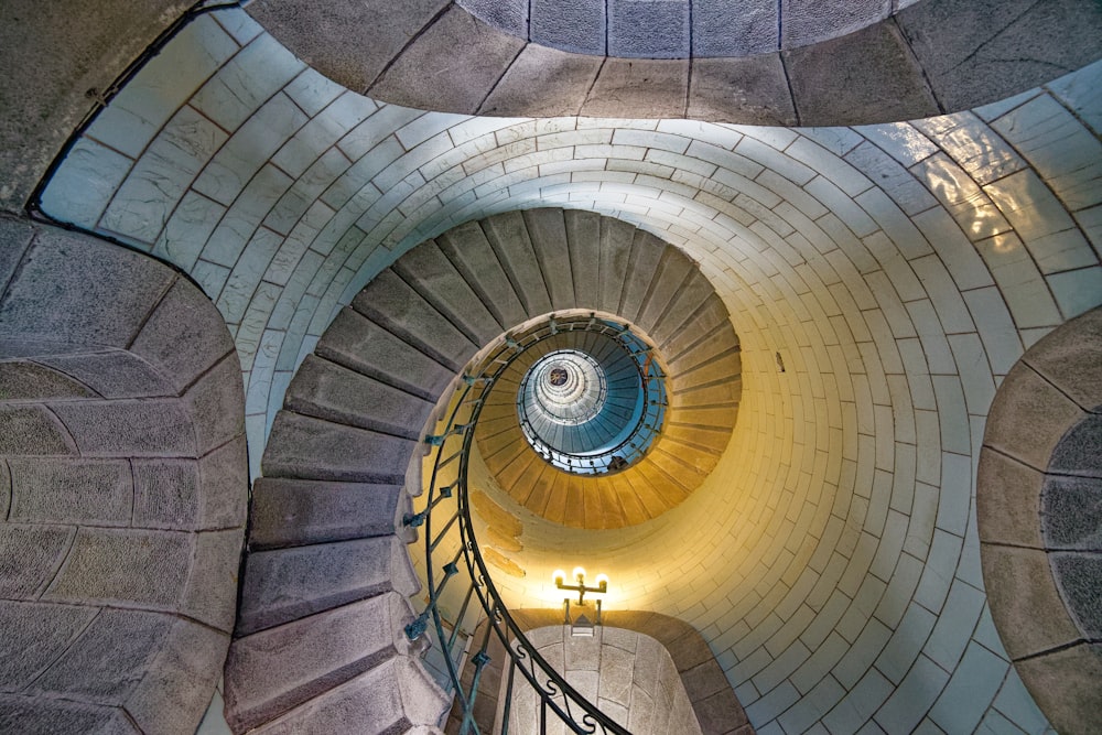 brown spiral stair