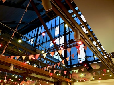 The Abilene VFW venue decorated for the upcoming city-wide events, with banners and festive lighting.