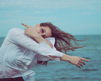 woman wearing white blouse