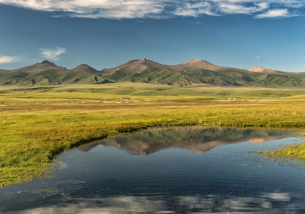 body of water near mountain