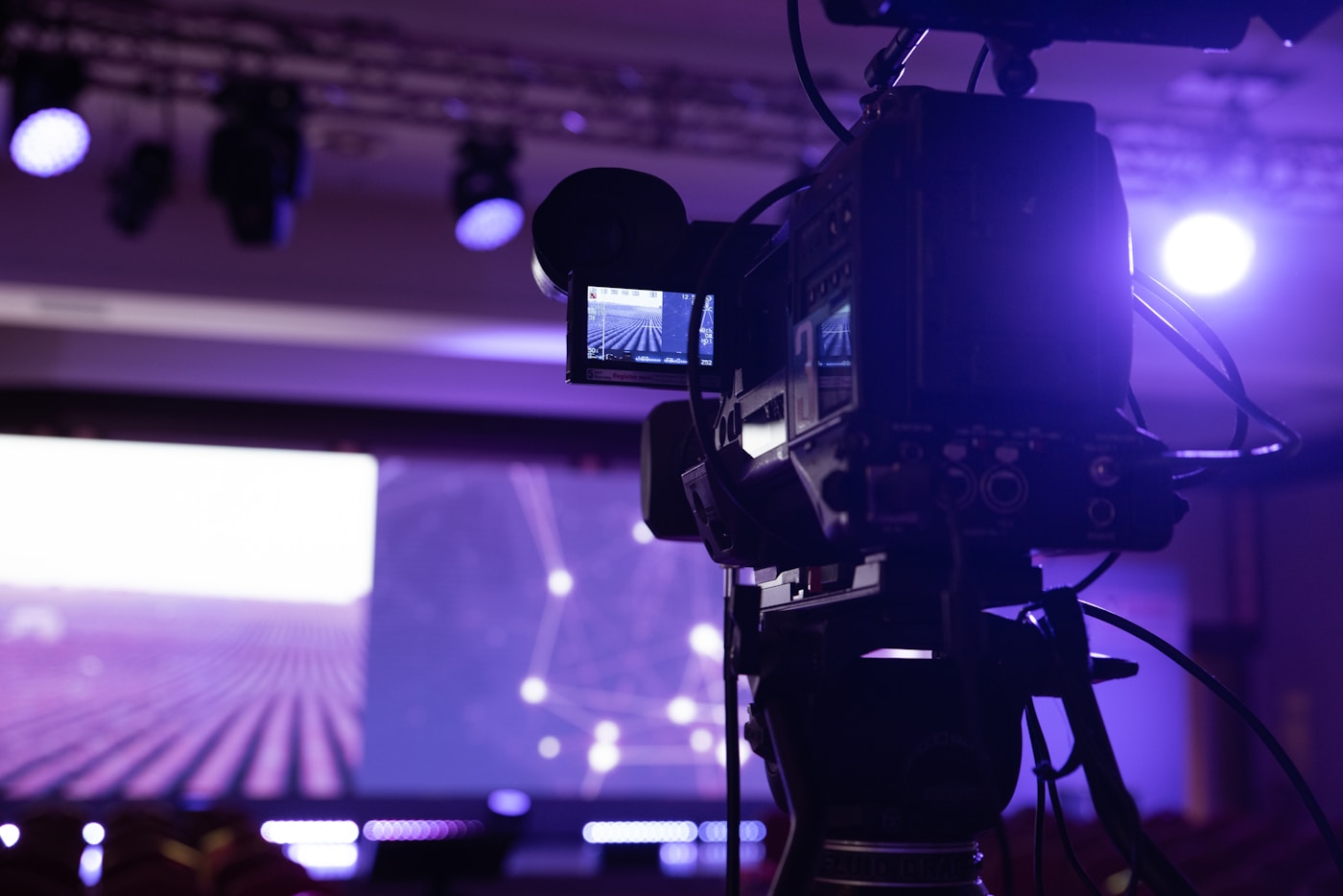 AV equipment racks and cabling staged for delivery to an event