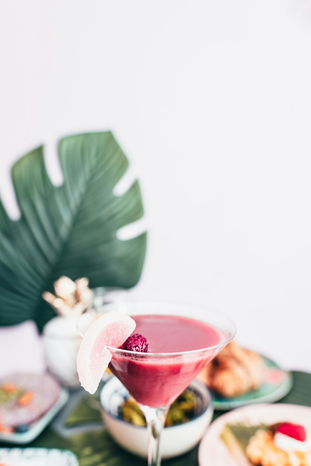 clear martini glass with liquid