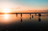Early morning golden-hour walk along Kuta Beach, Bali
