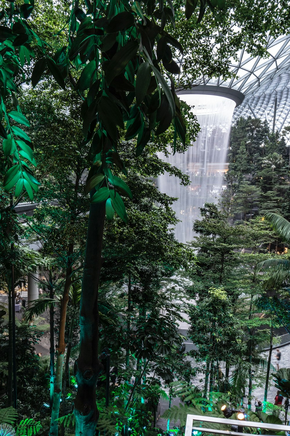 building ceiling waterfalls near trees