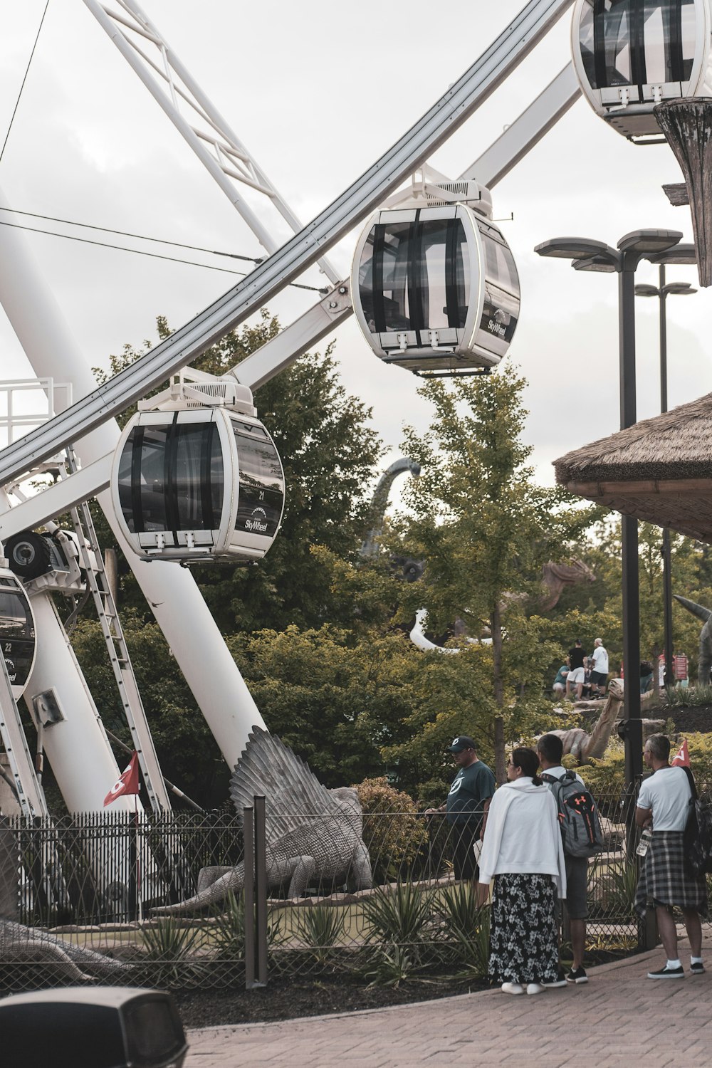 personnes debout à côté de la grande roue blanche pendant la journée