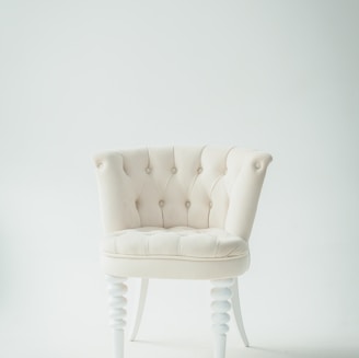 tufted white leather sofa chair