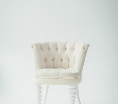 tufted white leather sofa chair