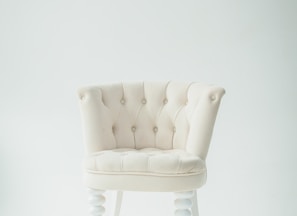 tufted white leather sofa chair