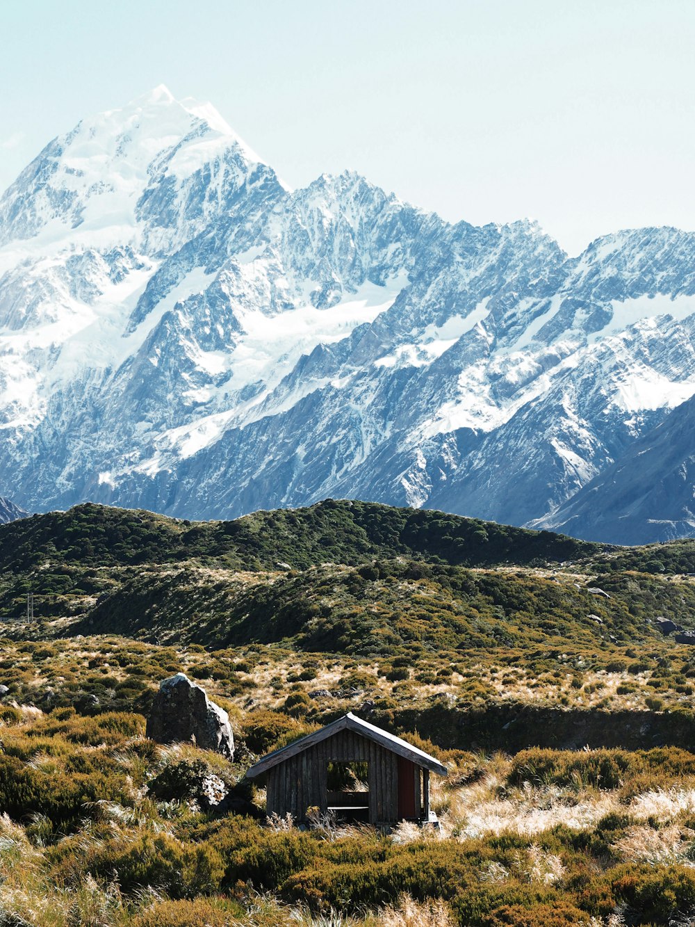 mountain range under clear blue sky