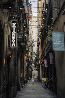 girl stands between alley