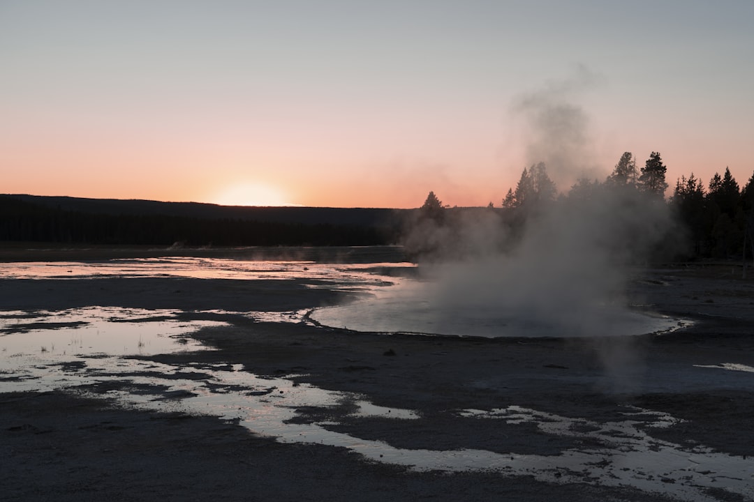 Morning Glory Pool, A large thermal pool at Yellowstone National Park. This geyser basin sits within Yellowstone
