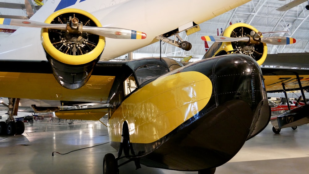 yellow and black plane