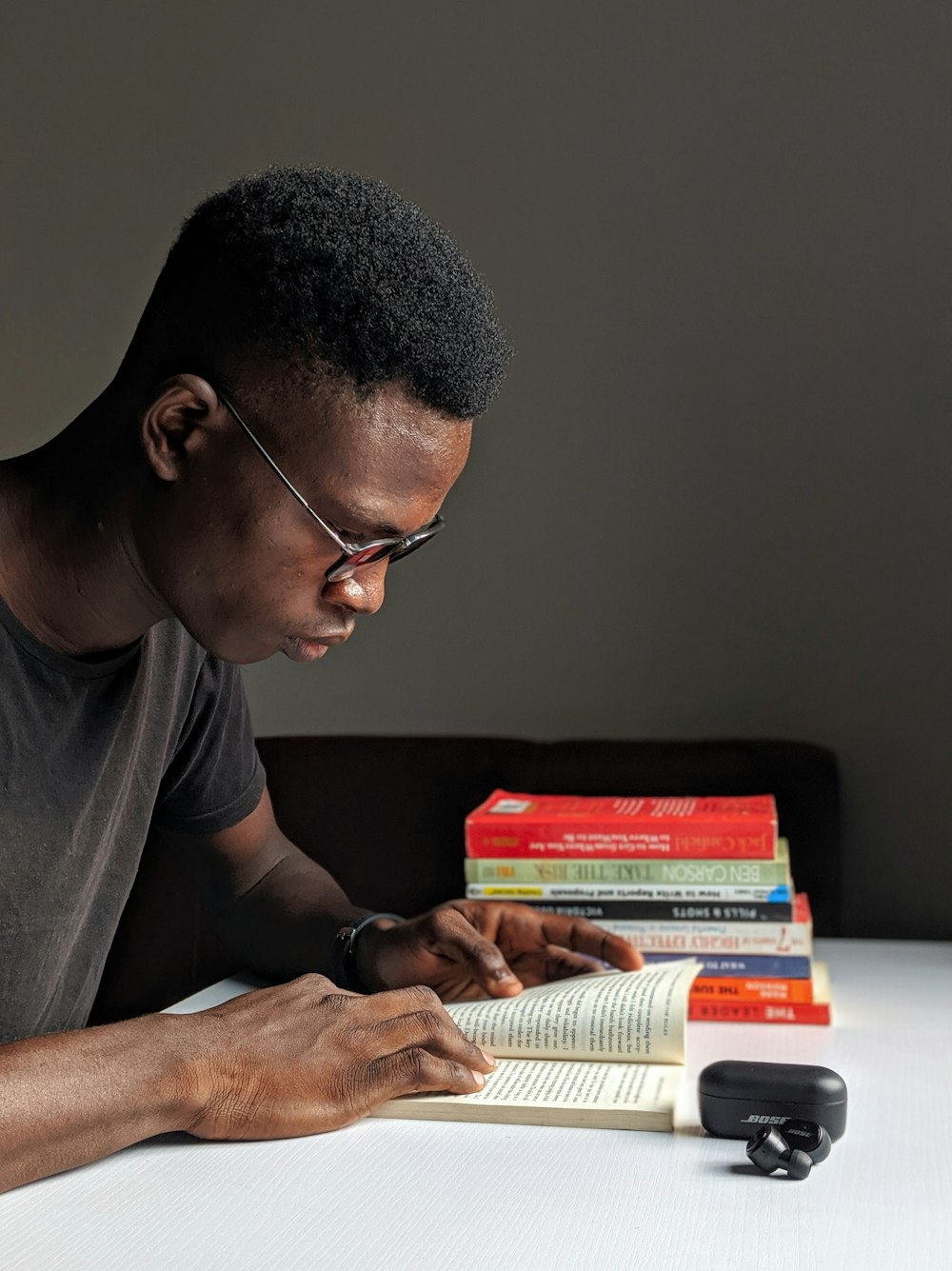 man reading inside room