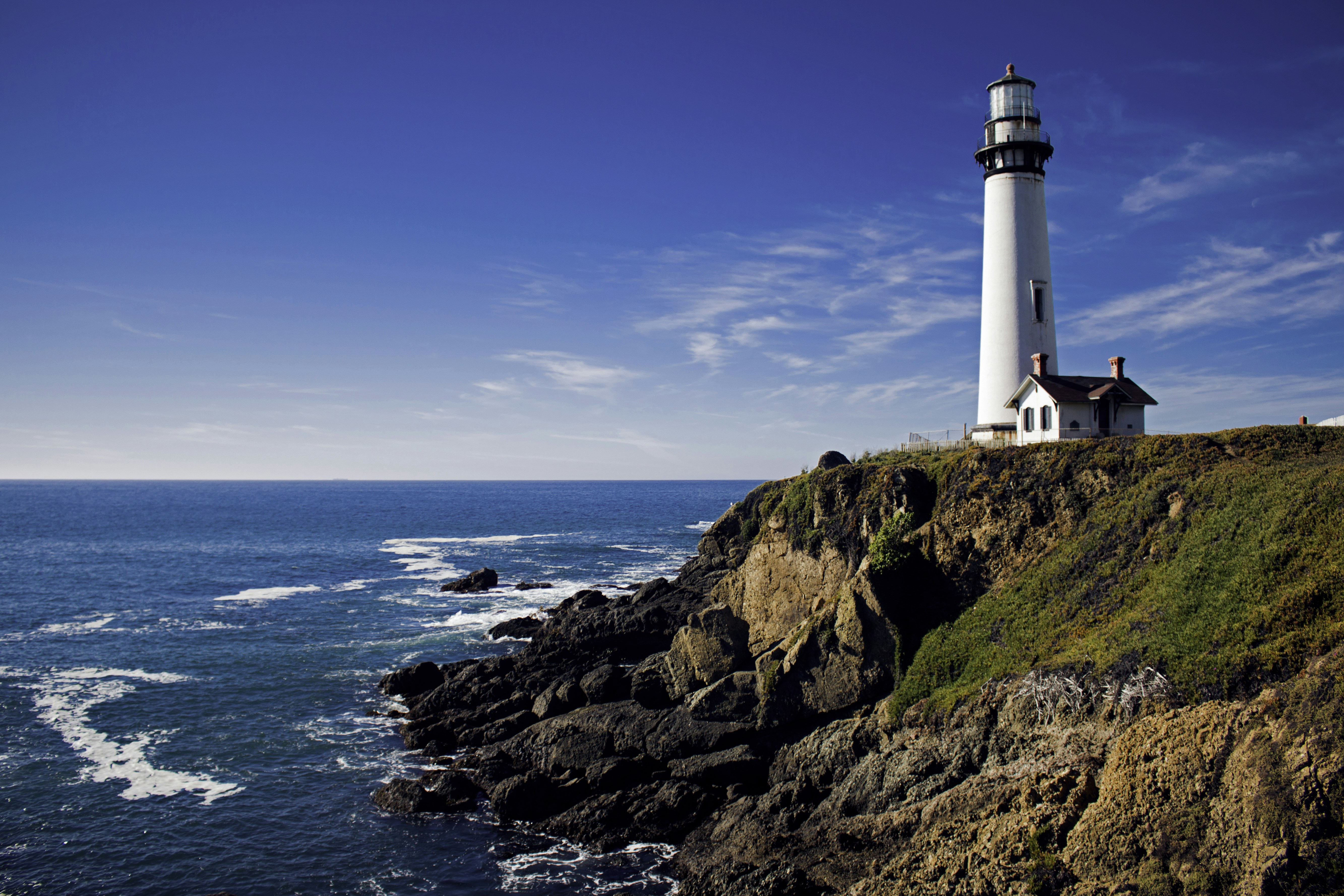 white lighthouse under cloudy sky, Pigeon Point Lighthouse
