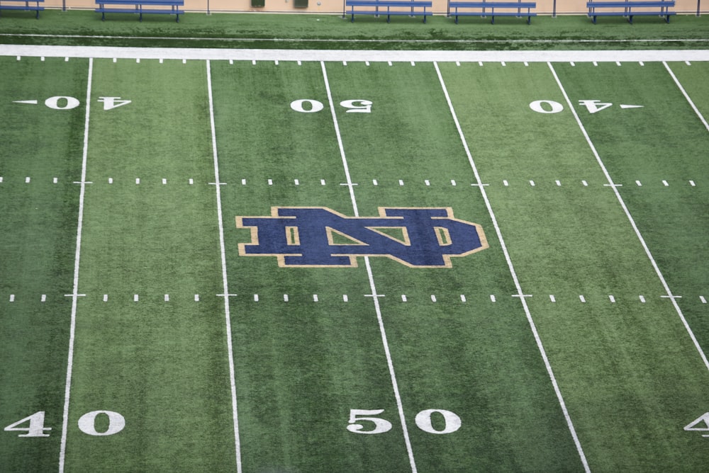 empty football field with ND logo