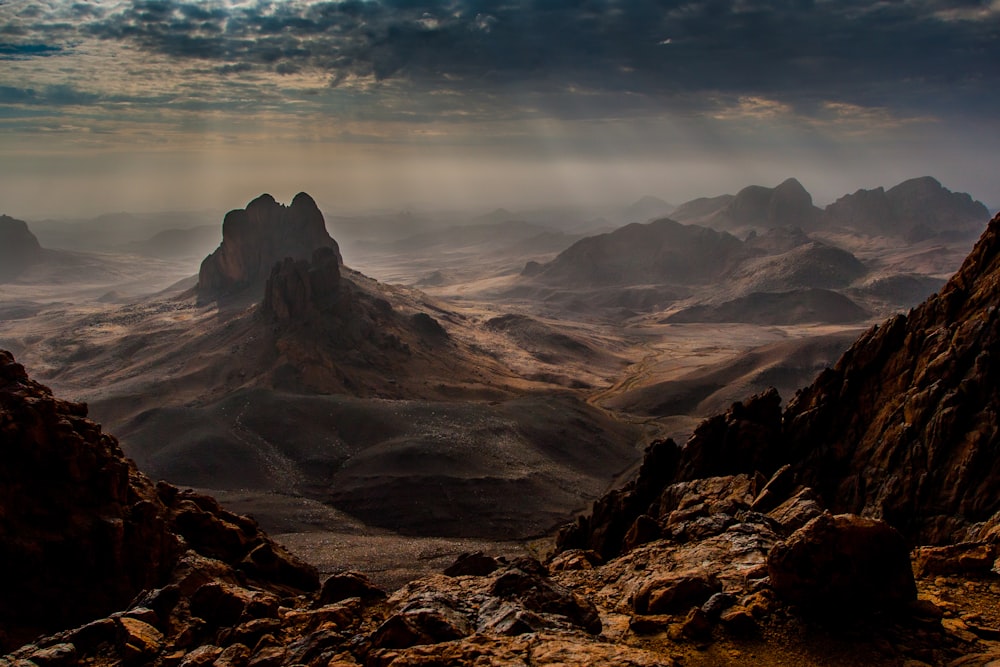 a view of a mountain range from a distance