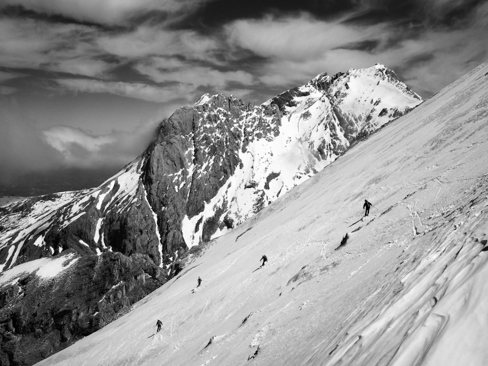 group of people about to snow ski during snow season