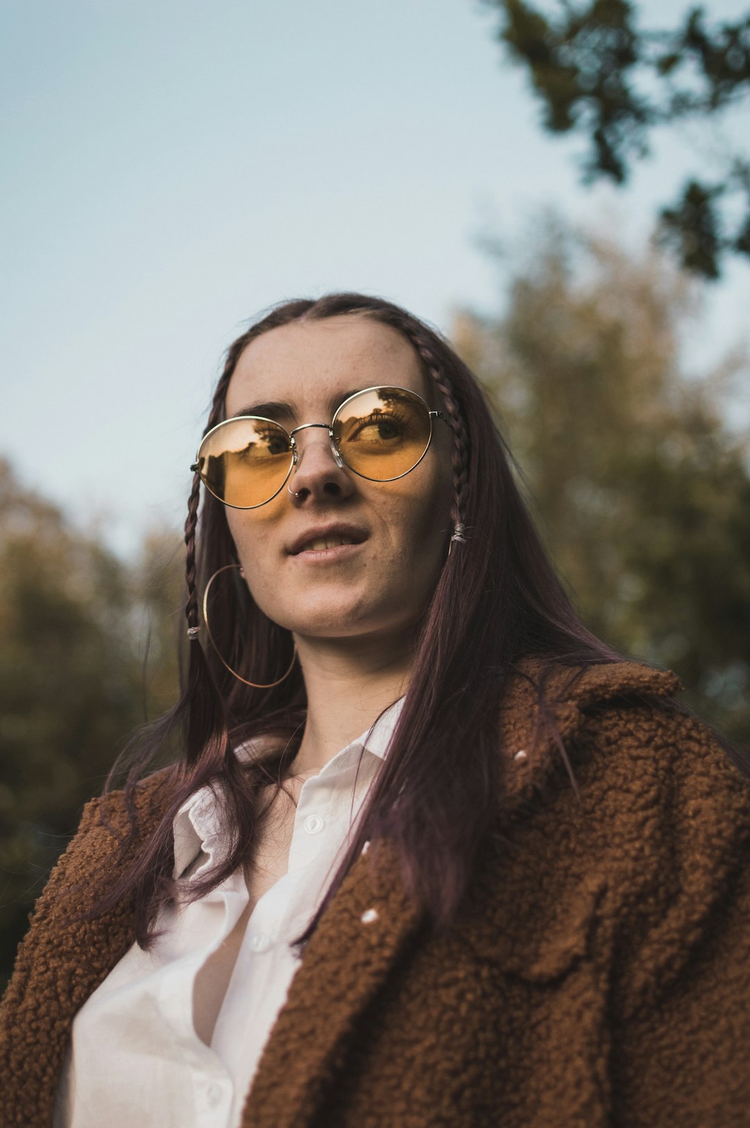 woman in brown jacket