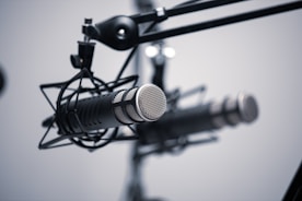 black and grey condenser microphone