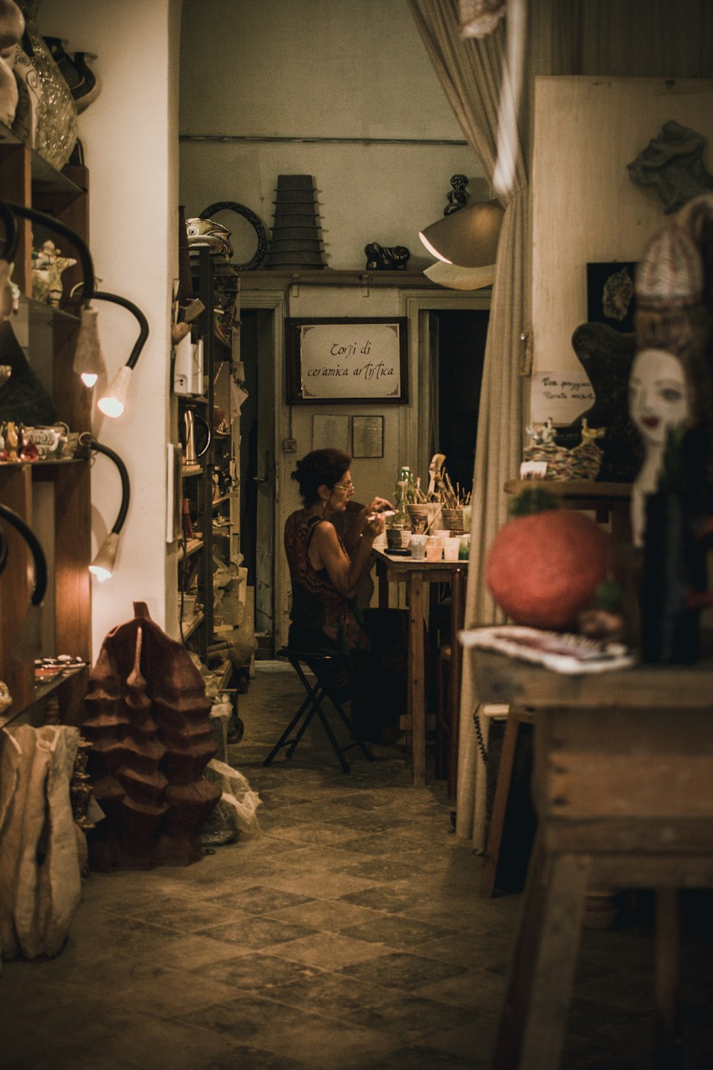 person sitting in front of table