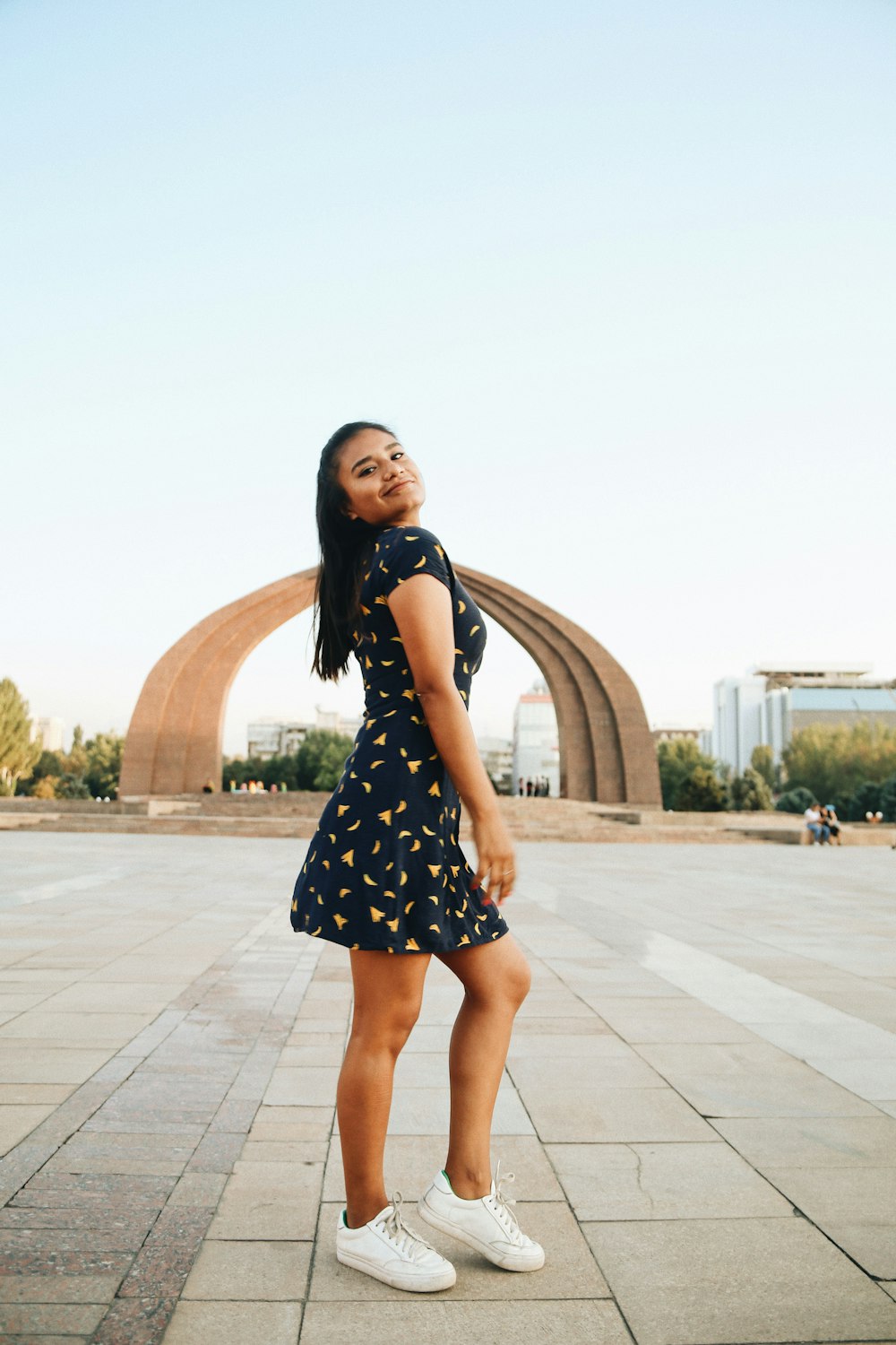 woman poses on rolad