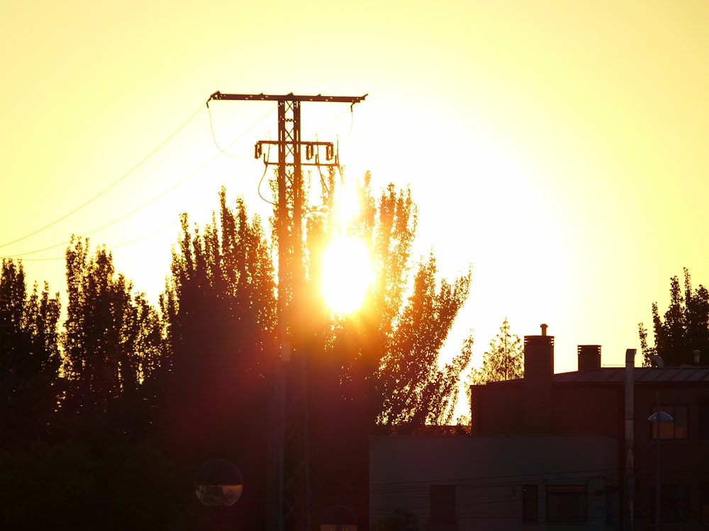 silhouette of electric post