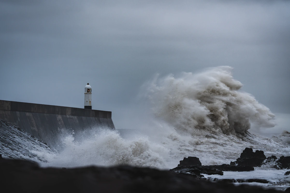 Storm clouds and rough waves over the ocean