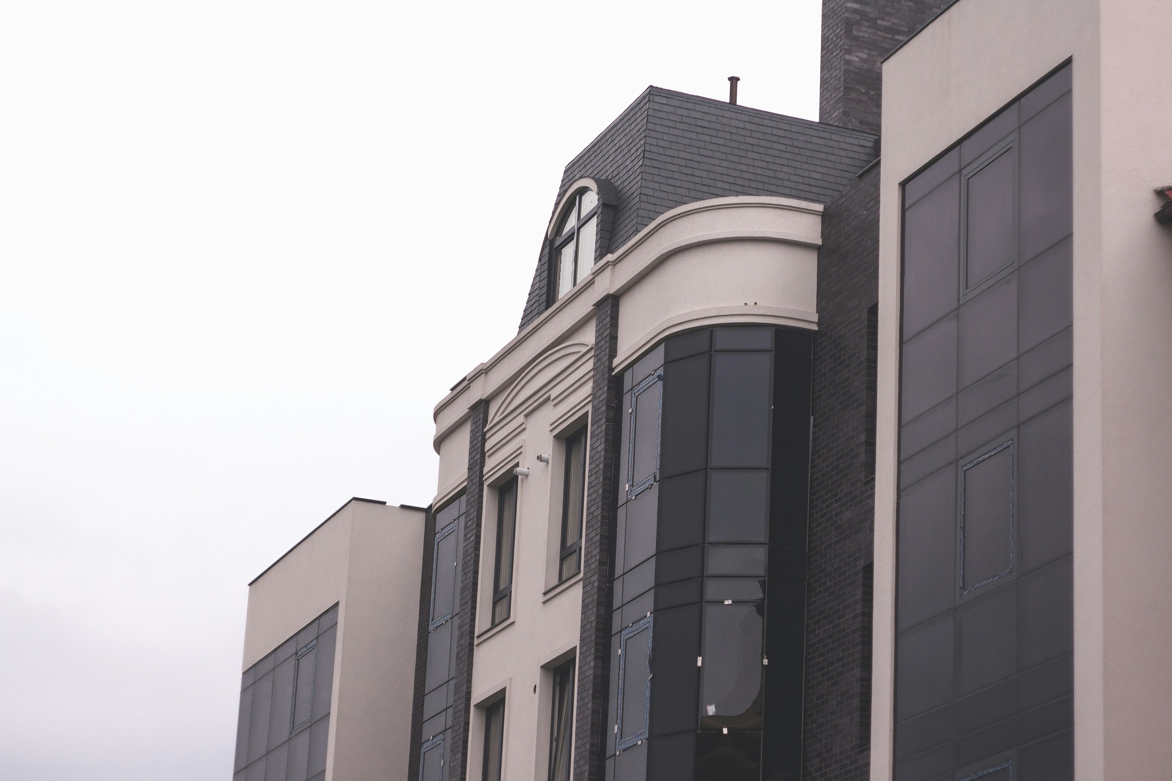 black and white concrete building