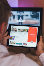 turned-on black tablet computer