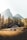 A rustic wooden cabin is nestled in a serene mountainous landscape, surrounded by lush green pine trees. In the background, towering rocky mountains rise under a bright sky. The foreground features a grassy meadow with a few large rocks scattered around.