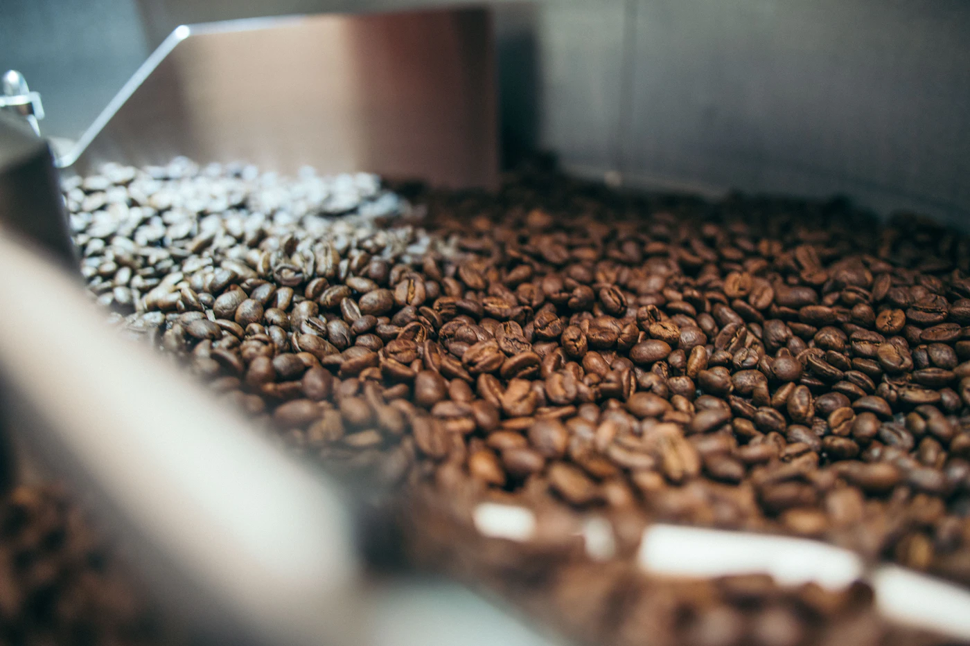 Close-up macro photo of roasted coffee beans