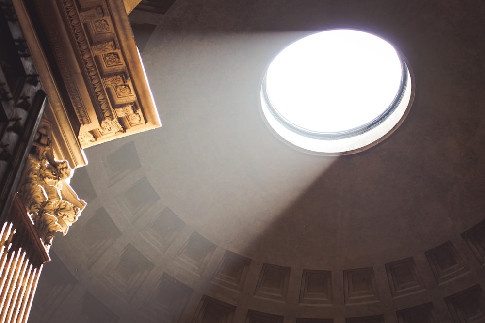 light ray through building hole