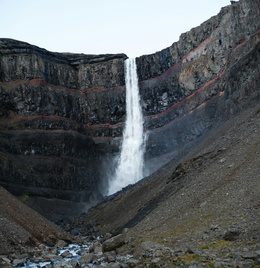 long-exposure photography of waterfalls